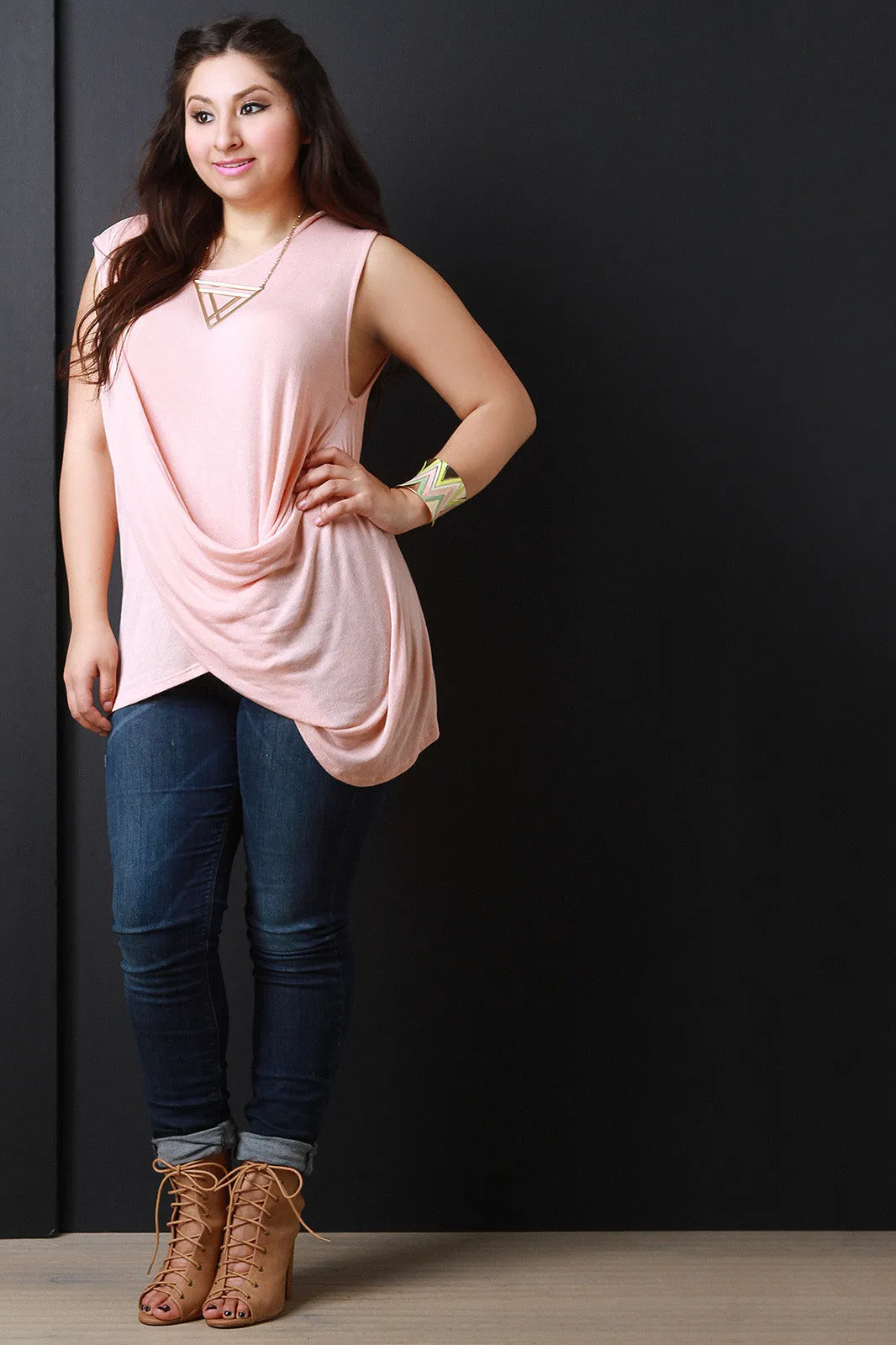 Sleeveless Asymmetrical Draping Top