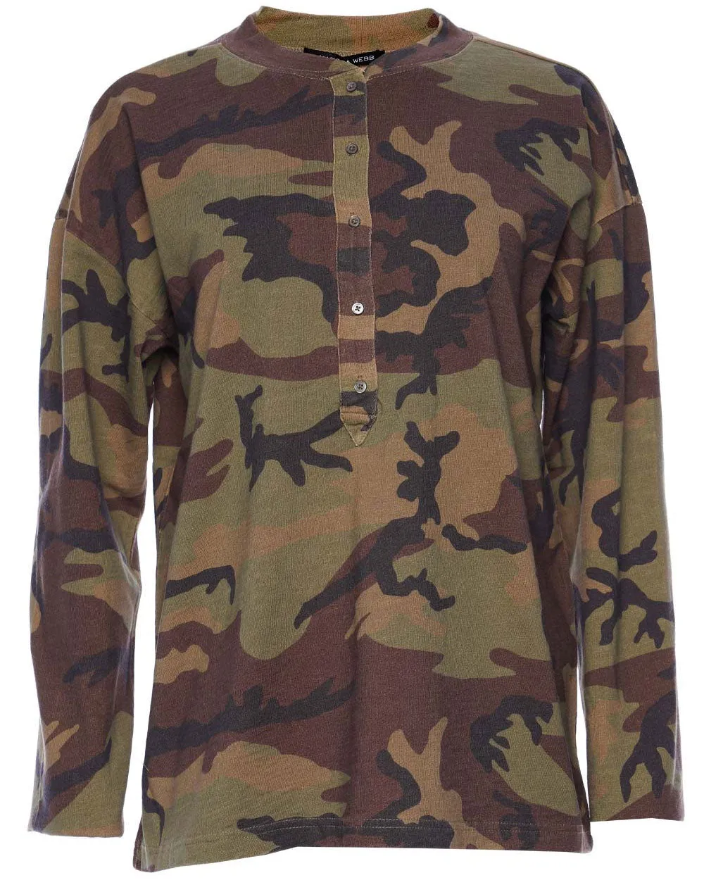 So Relaxed Boyfriend Slub Jersey Long Sleeve Camo Henley