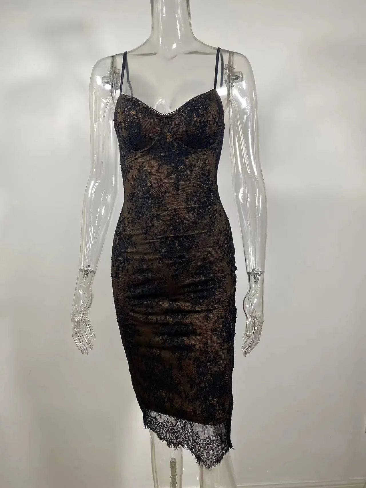 Spaghetti Straps Lace Bodycon Homecoming Dresses