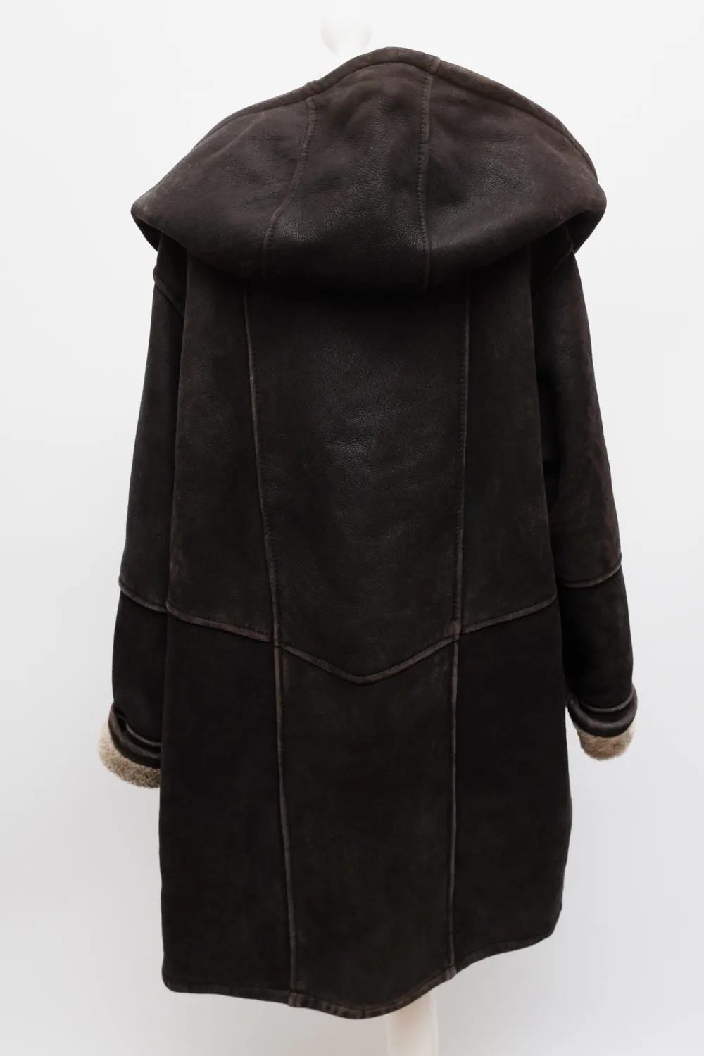 VINTAGE SHEARLING WOOL SUEDE BROWN COAT