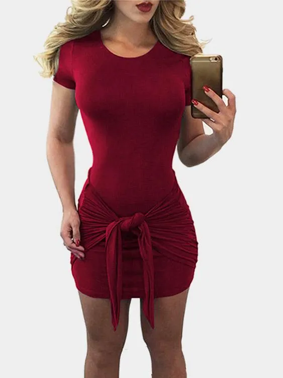 Wholesale Round Neck Short Sleeve Bodycon Hem Dresses