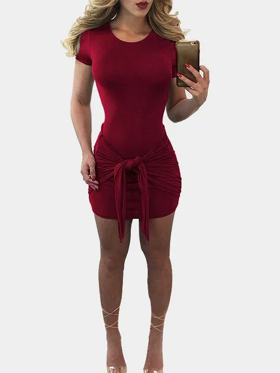 Wholesale Round Neck Short Sleeve Bodycon Hem Dresses