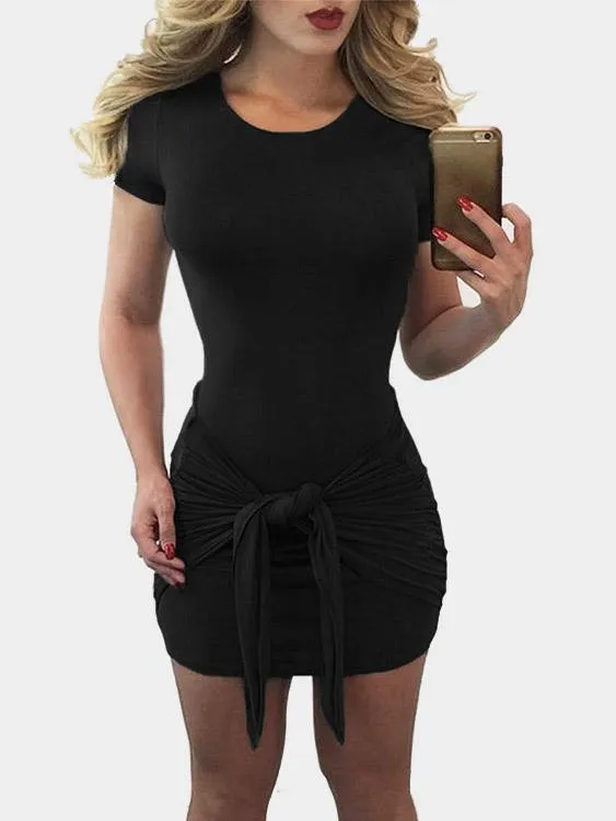 Wholesale Round Neck Short Sleeve Bodycon Hem Dresses