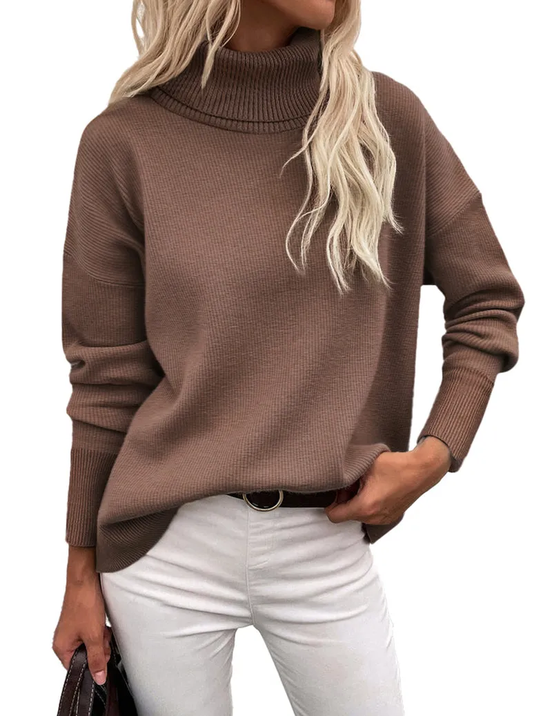 Zeagoo Women's Turtleneck Sweater Fall Winter Chunky Knitted Pullover