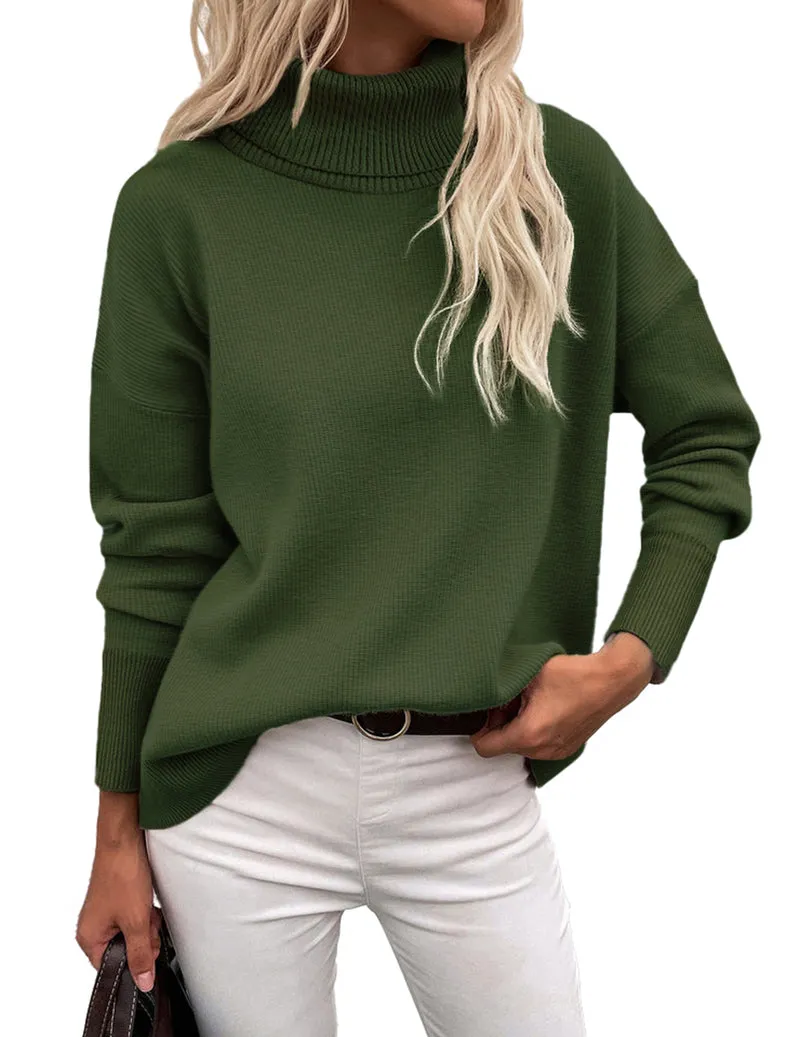 Zeagoo Women's Turtleneck Sweater Fall Winter Chunky Knitted Pullover