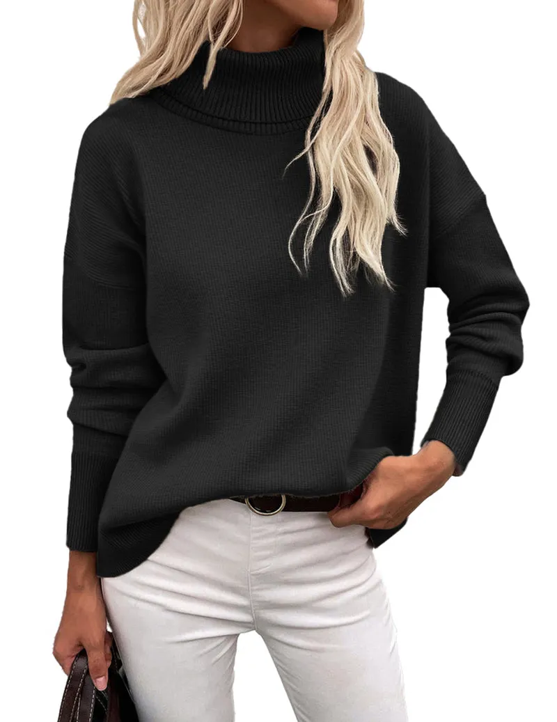 Zeagoo Women's Turtleneck Sweater Fall Winter Chunky Knitted Pullover